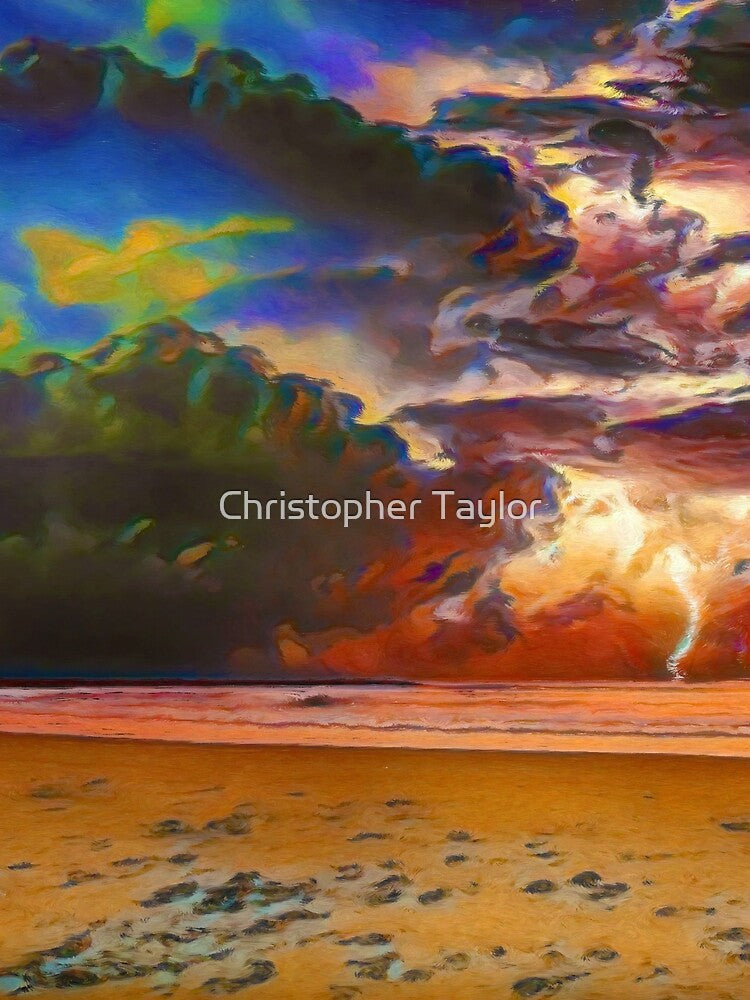 Rage Over The Ocean | Storm Beach Lightening - Oil Painting by Christopher Taylor
