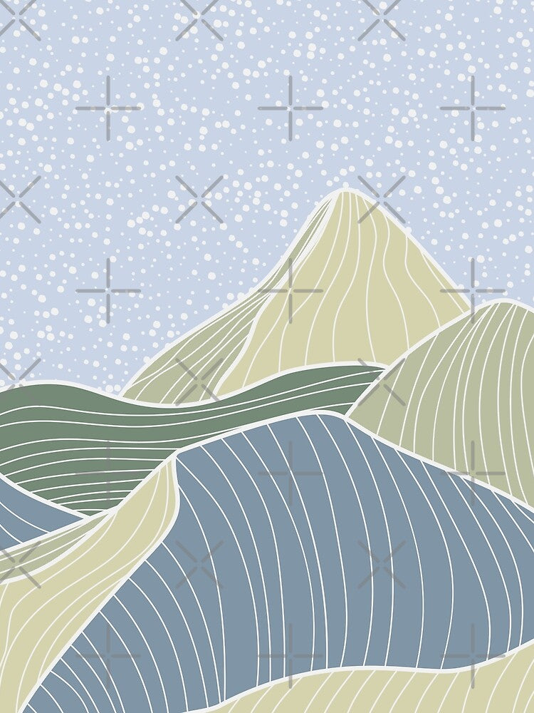 Japanese wave line art landscape background , abstract mountain by OSTONSHOP