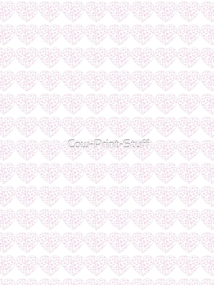 Regular Grid Small Pink Cow Patches on White Cowhide | Continues White Cow Heart by Cow-Print-Stuff