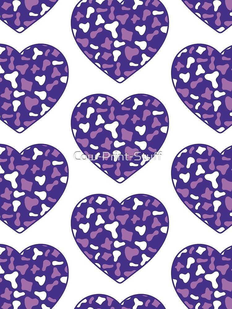 Big White Violet Cow Patches on Purple Cowhide | Continues Purple Cow Heart by Cow-Print-Stuff