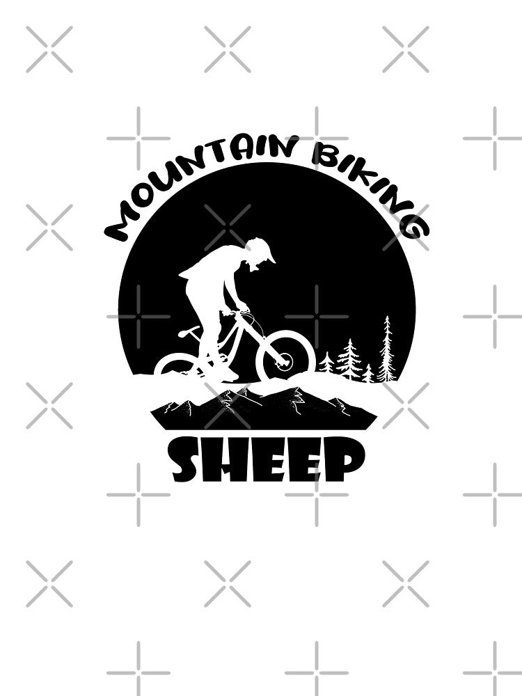 Mountain Biking Sheep Funny Quote Mountain Bikes Black White by peachyline