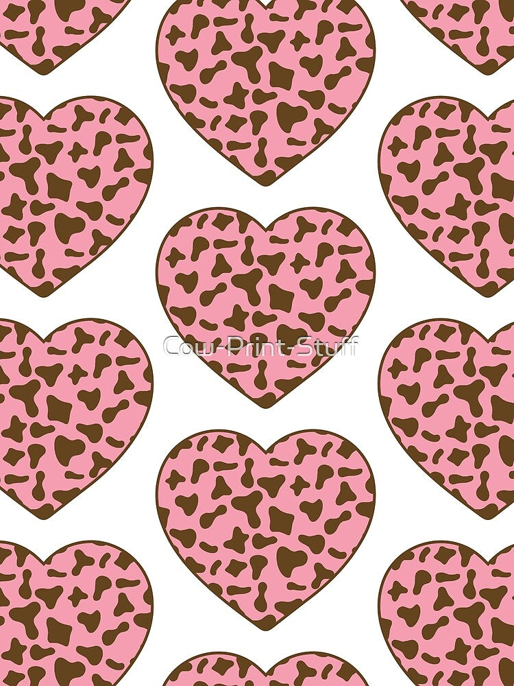 Big Brown Cow Patches on Pink Cowhide | Continues Pink Cow Heart by Cow-Print-Stuff