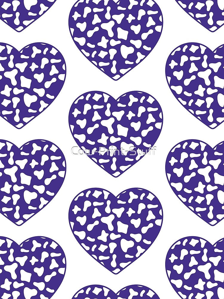 Big White Cow Patches on Purple Cowhide | Continues Purple Cow Heart by Cow-Print-Stuff