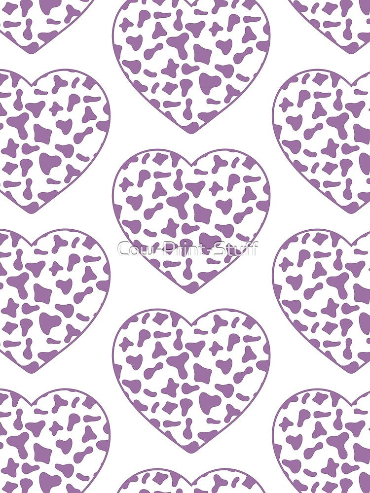 Big Violet Cow Patches on White Cowhide | Continues White Cow Heart by Cow-Print-Stuff