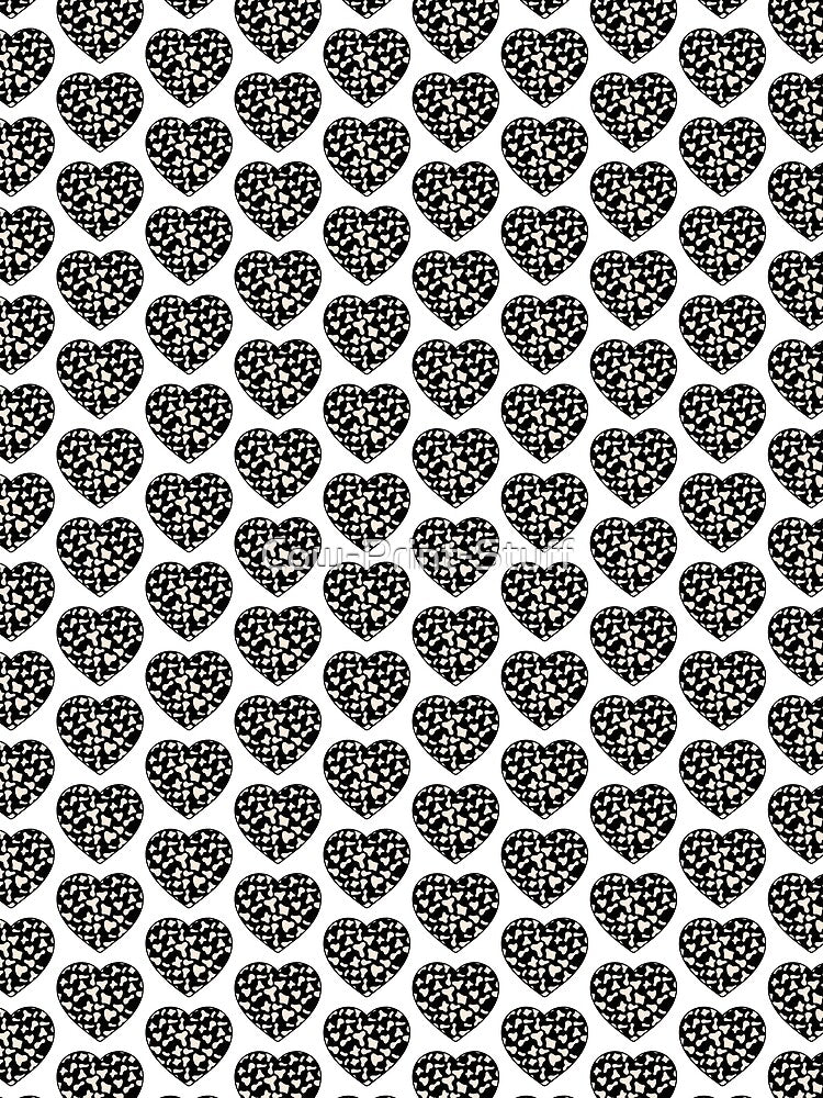 Offset Grid Small Cream Cow Patches on Black Cowhide | Continues Black Cow Heart by Cow-Print-Stuff
