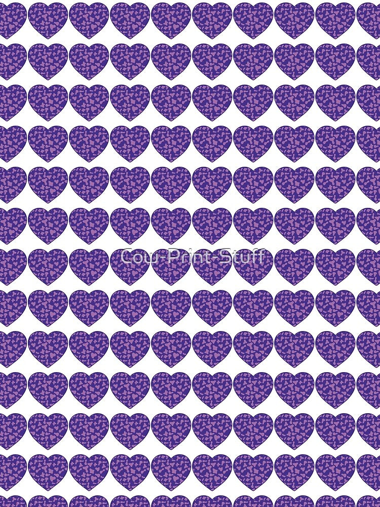 Regular Grid Small Violet Cow Patches on Purple Cowhide | Continues Purple Cow Heart by Cow-Print-Stuff