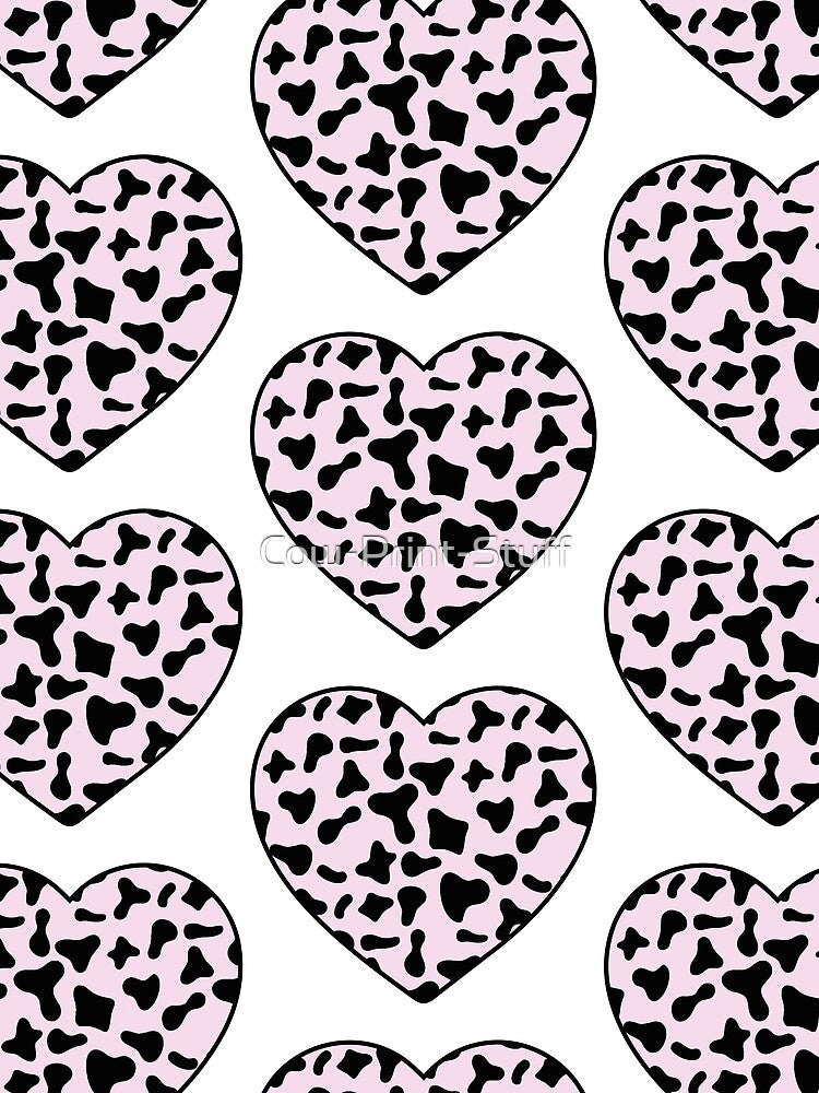 Big Black Cow Patches on Pink Cowhide | Continues Pink Cow Heart by Cow-Print-Stuff