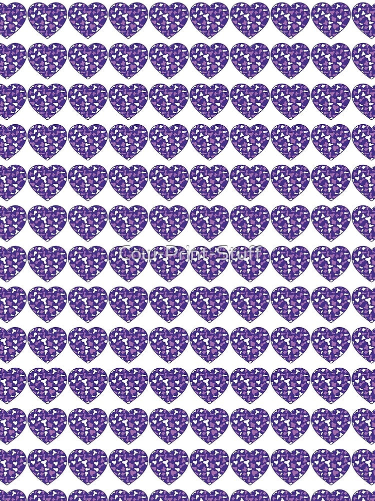 Regular Grid Small Violet White Cow Patches on Purple Cowhide | Continues Purple Cow Heart by Cow-Print-Stuff