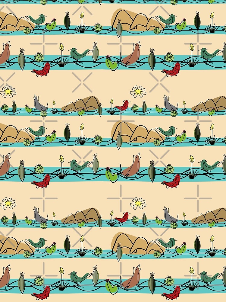 Desert MidMod - Aqua on Cream by bmfabricdesigns