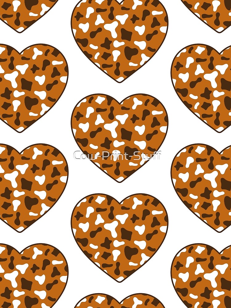 Big Brown White Cow Patches on Caramel Cowhide | Continues Caramel Cow Heart by Cow-Print-Stuff