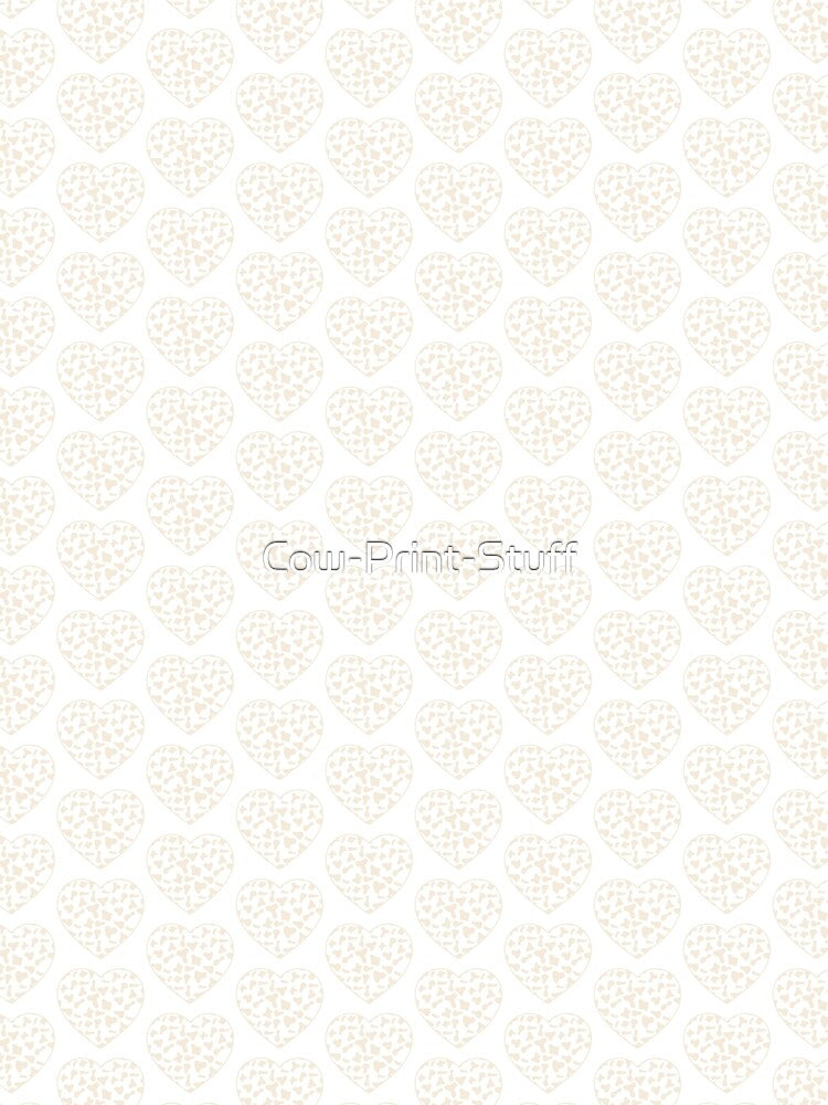 Offset Grid Small Cream Cow Patches on White Cowhide | Continues White Cow Heart by Cow-Print-Stuff