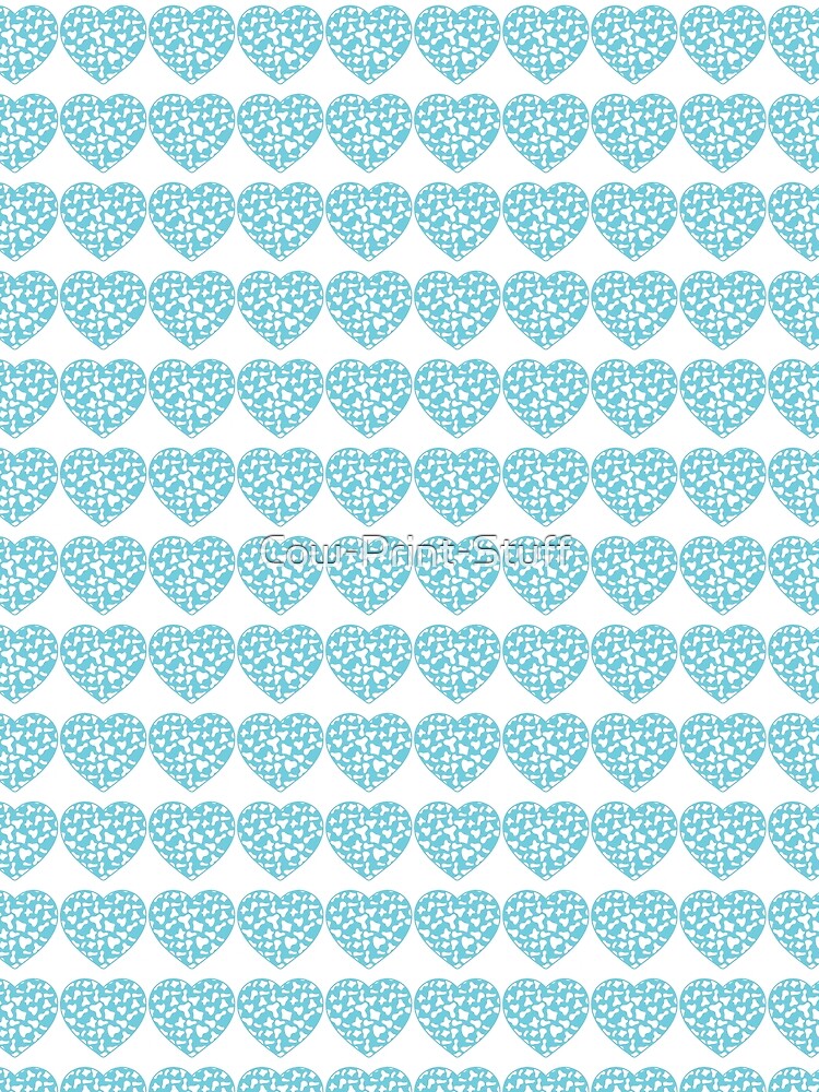 Regular Grid Small White Cow Patches on Light Blue Cowhide | Continues Light Blue Cow Heart by Cow-Print-Stuff