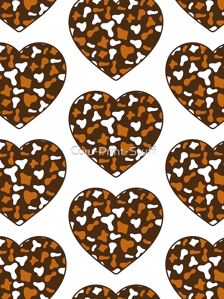 Big Caramel White Cow Patches on Brown Cowhide | Continues Brown Cow Heart by Cow-Print-Stuff