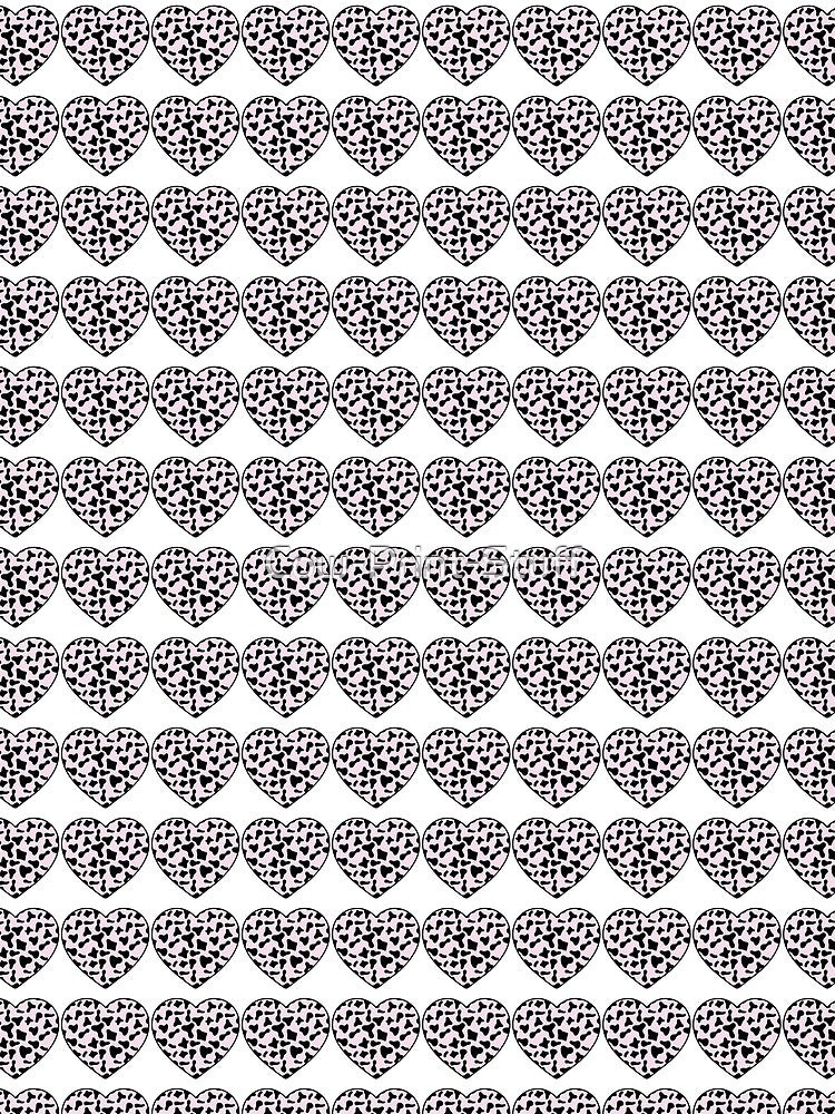 Regular Grid Small Black Cow Patches on Pink Cowhide | Continues Pink Cow Heart by Cow-Print-Stuff