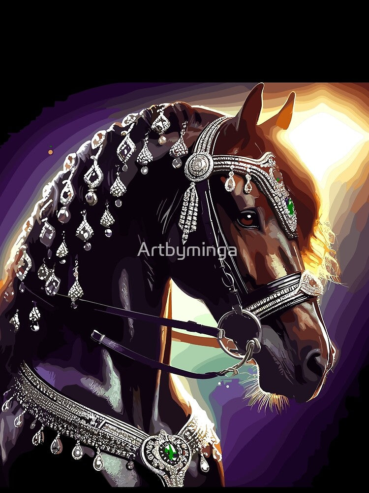 Beautiful Equestrian Horse adorned in Jewels by Artbyminga
