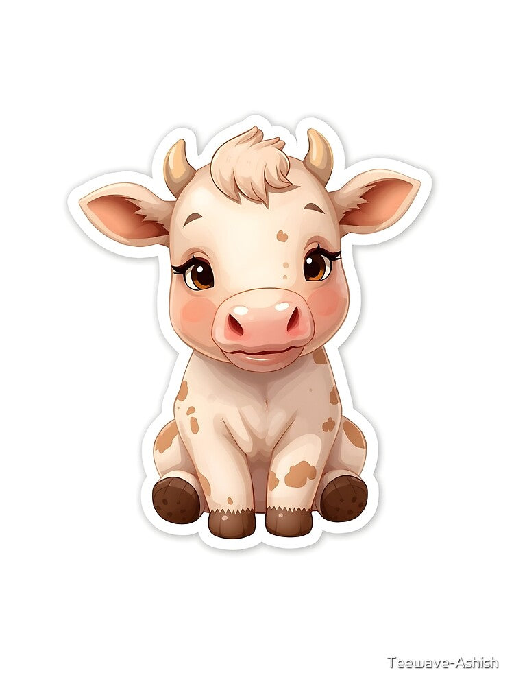 Indian Cow Sticker | Desi Cow Traditional Art by Teewave-Ashish
