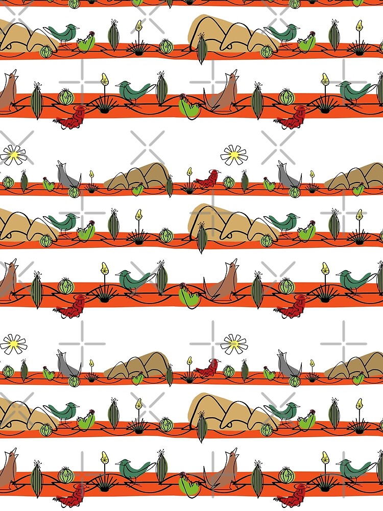 Desert MidMod - Red on White by bmfabricdesigns