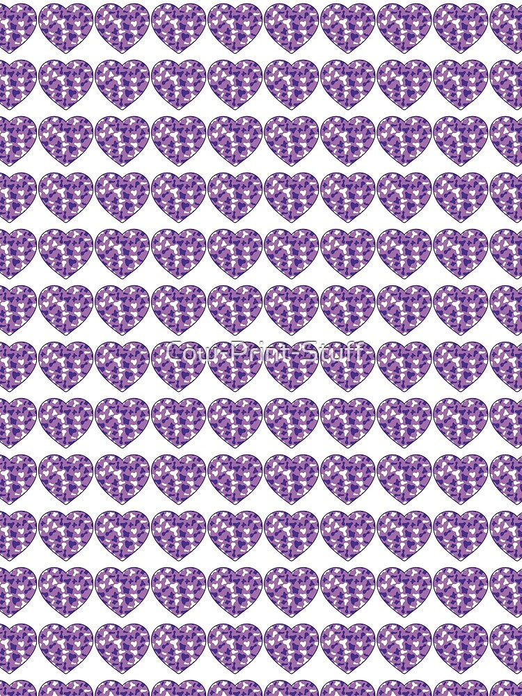 Regular Grid Small Purple White Cow Patches on Violet Cowhide | Continues Violet Cow Heart by Cow-Print-Stuff