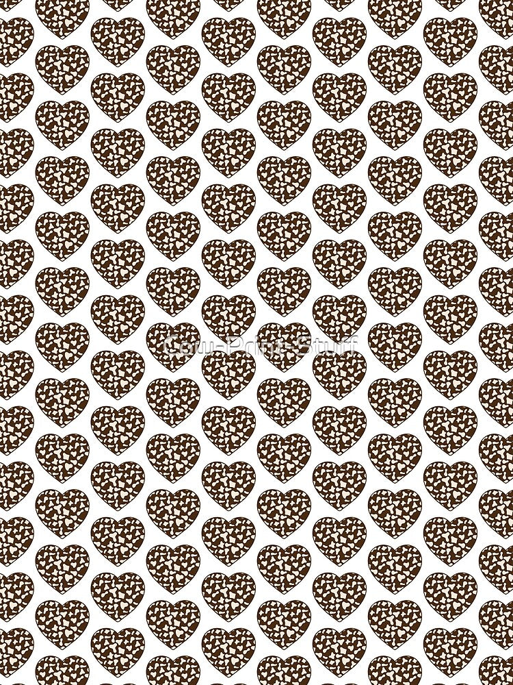 Offset Grid Small Cream Cow Patches on Brown Cowhide | Continues Brown Cow Heart by Cow-Print-Stuff