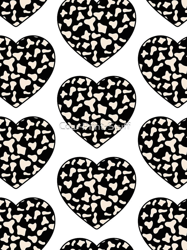 Big Cream Cow Patches on Black Cowhide | Continues Black Cow Heart by Cow-Print-Stuff