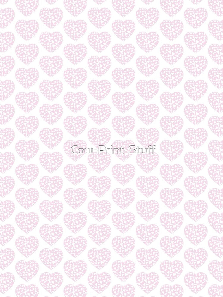 Offset Grid Small White Cow Patches on Pink Cowhide | Continues White Cow Heart by Cow-Print-Stuff