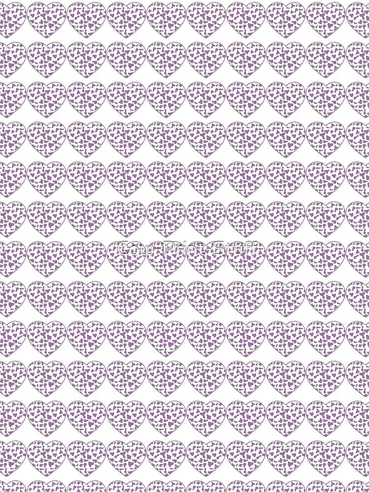Regular Grid Small Violet Cow Patches on White Cowhide | Continues White Cow Heart by Cow-Print-Stuff