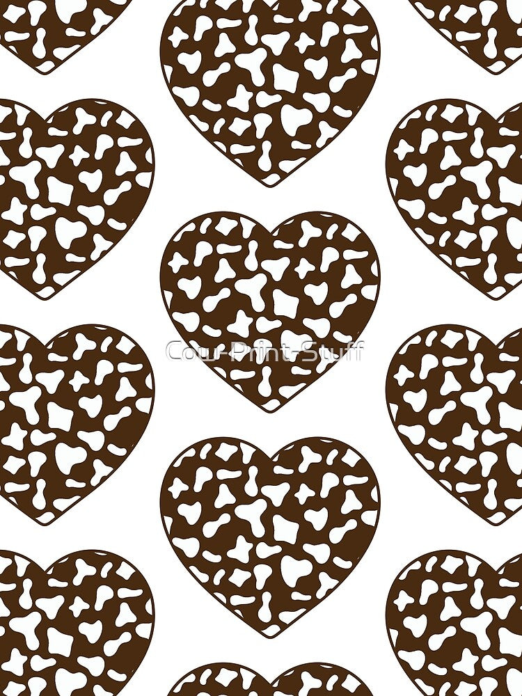 Big White Cow Patches on Brown Cowhide | Continues Brown Cow Heart by Cow-Print-Stuff