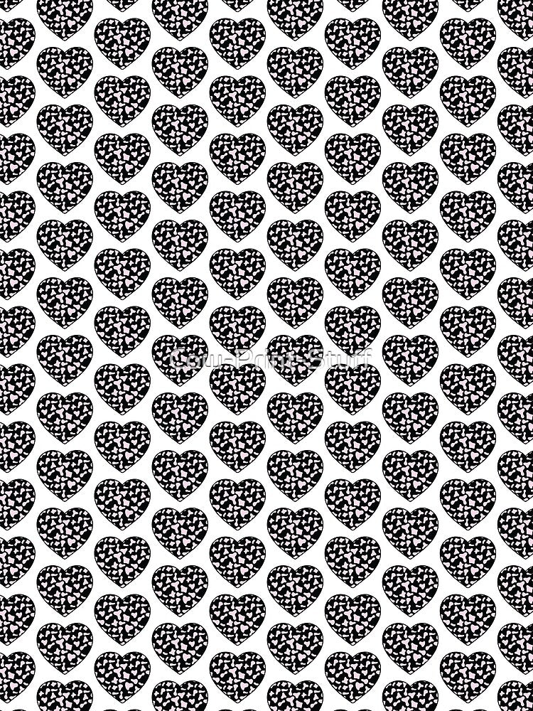 Offset Grid Small Pink Cow Patches on Black Cowhide | Continues Black Cow Heart by Cow-Print-Stuff