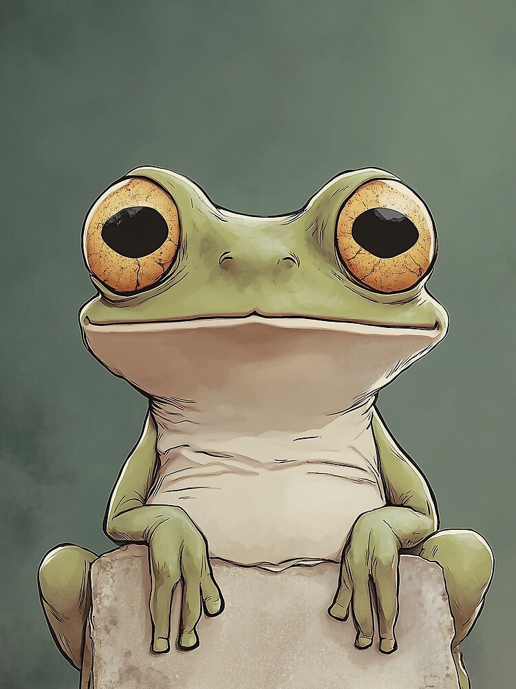 Cheerful Big-Eyed Cartoon Frog by junkydotcom