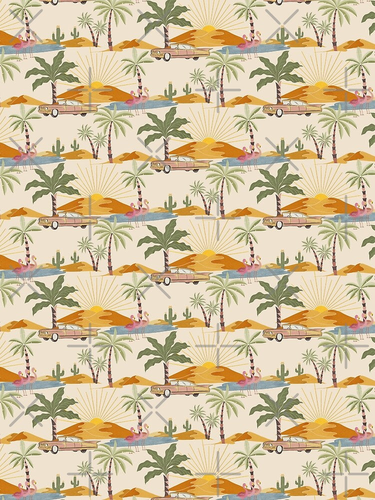 Retro Desert Oasis Landscape seamless pattern by NoemiMarozsan
