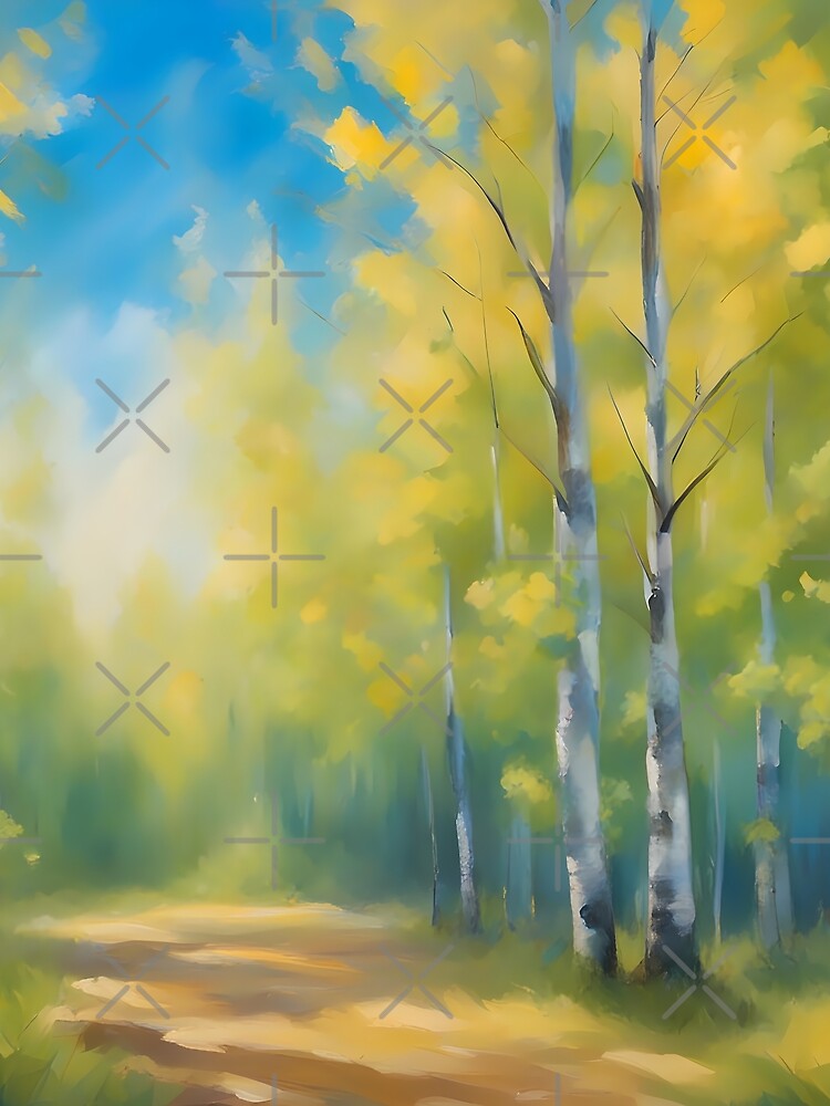 Birch Forest and Path in Spring Sunshine by CalmnessbyChoice