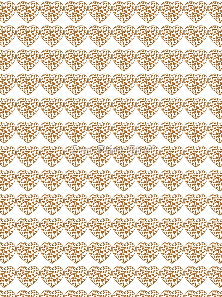 Regular Grid Small Caramel Cow Patches on White Cowhide | Continues White Cow Heart by Cow-Print-Stuff