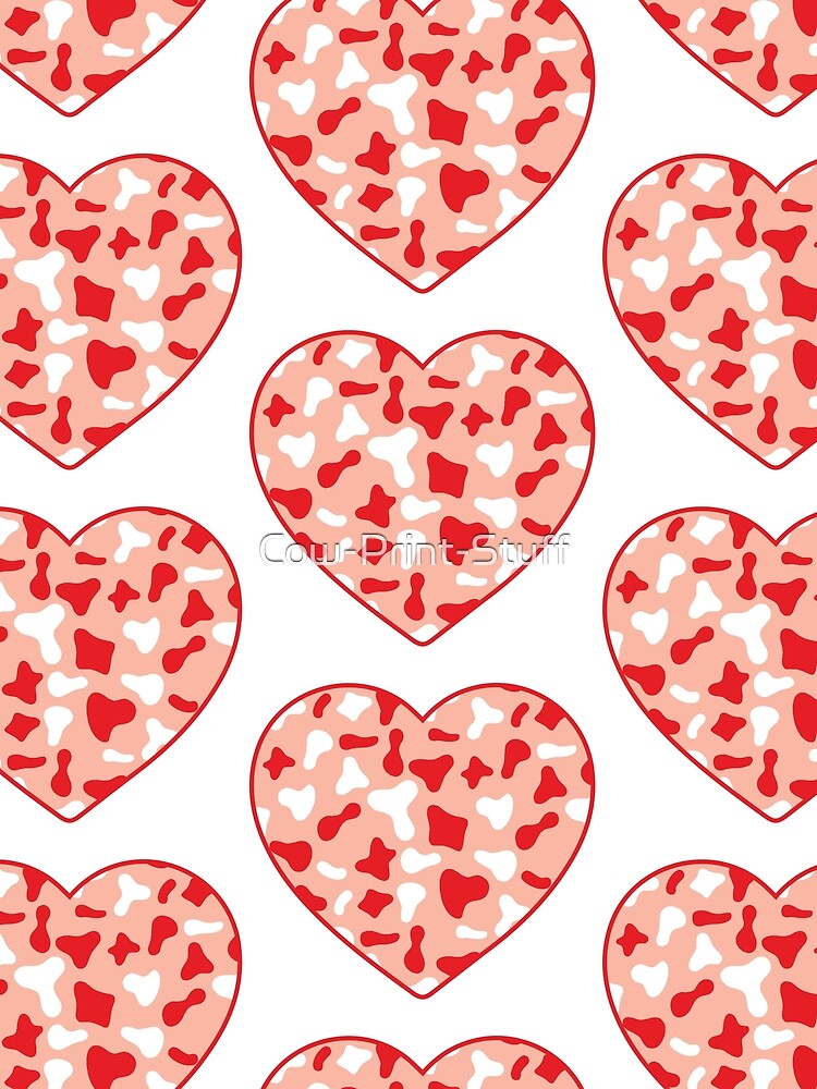 Big Red White Cow Patches on Pink Cowhide | Continues Pink Cow Heart by Cow-Print-Stuff