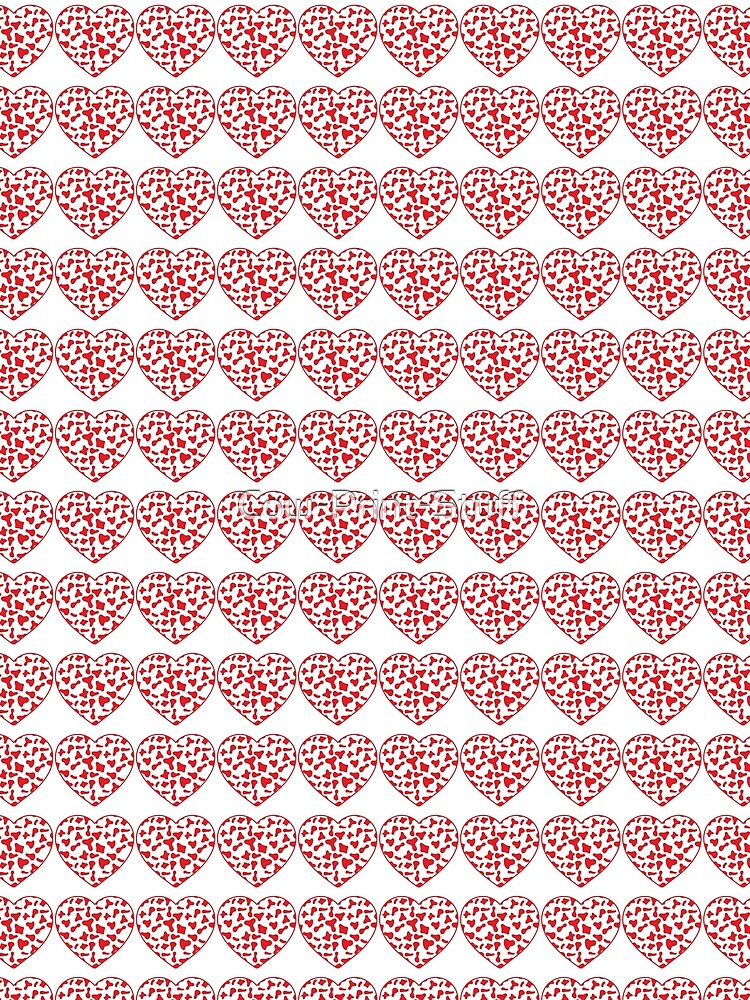 Regular Grid Small Red Cow Patches on White Cowhide | Continues White Cow Heart by Cow-Print-Stuff