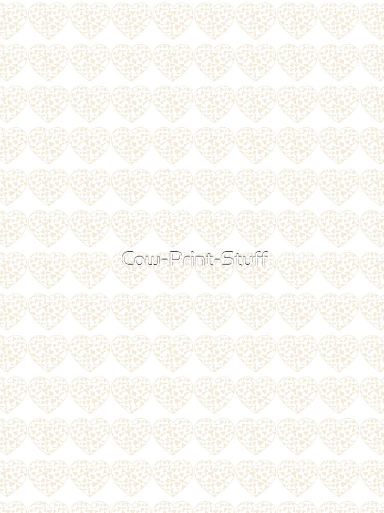 Regular Grid Small Cream Cow Patches on White Cowhide | Continues White Cow Heart by Cow-Print-Stuff