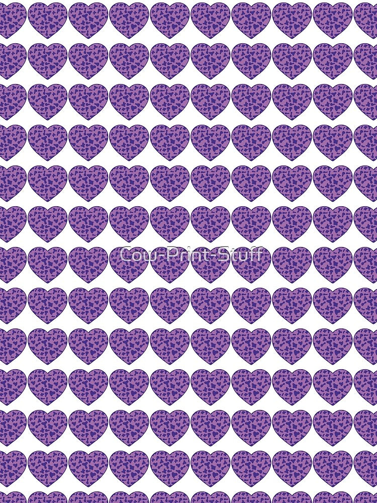 Regular Grid Small Purple Cow Patches on Violet Cowhide | Continues Violet Cow Heart by Cow-Print-Stuff
