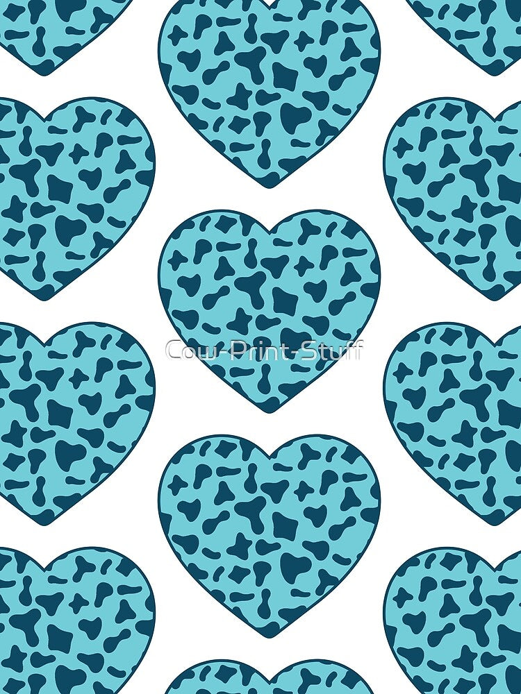Big Royal Blue Cow Patches on Light Blue Cowhide | Continues Light Blue Cow Heart by Cow-Print-Stuff