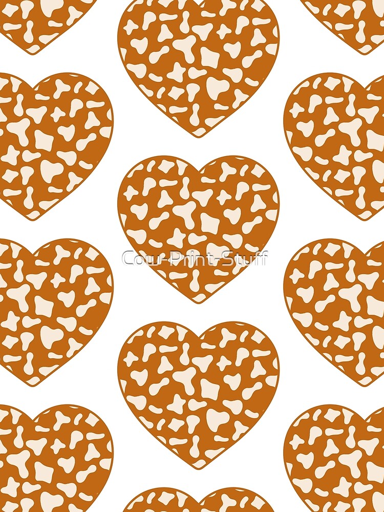 Big Cream Cow Patches on Caramel Cowhide | Continues Caramel Cow Heart by Cow-Print-Stuff