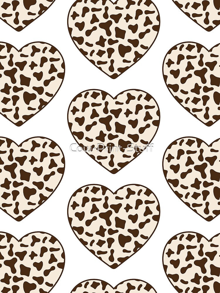 Big Brown Cow Patches on Cream Cowhide | Continues Cream Cow Heart by Cow-Print-Stuff