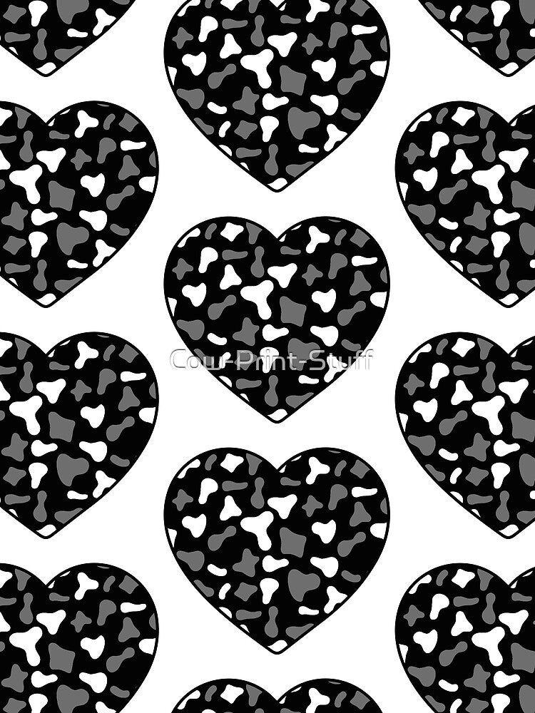 Big Grey White Cow Patches on Black Cowhide | Continues Black Cow Heart by Cow-Print-Stuff