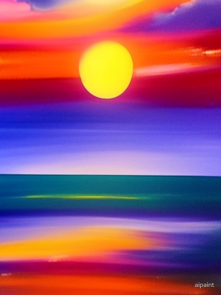 sunset on the ocean by aipaint