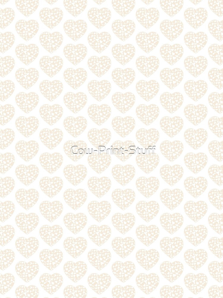 Offset Grid Small White Cow Patches on Cream Cowhide | Continues Cream Cow Heart by Cow-Print-Stuff