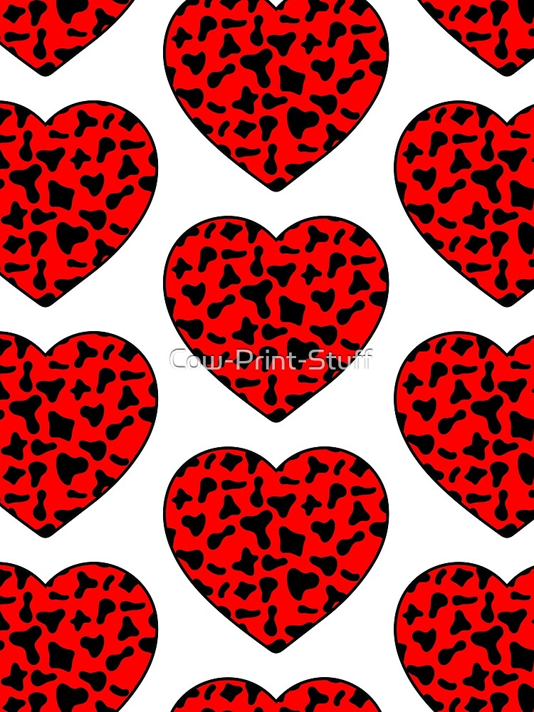 Big Black Cow Patches on Red Cowhide | Continues Red Cow Heart by Cow-Print-Stuff