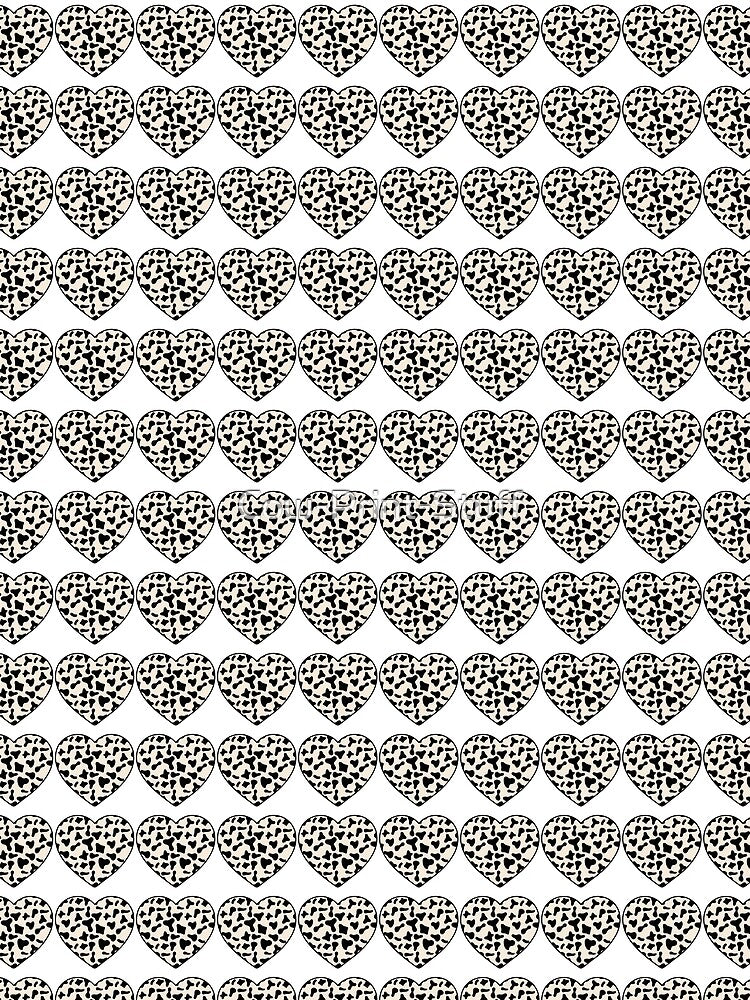 Regular Grid Small Black Cow Patches on Cream Cowhide | Continues Cream Cow Heart by Cow-Print-Stuff