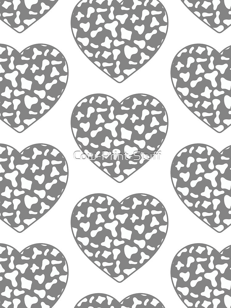 Big White Cow Patches on Grey Cowhide | Continues Grey Cow Heart by Cow-Print-Stuff