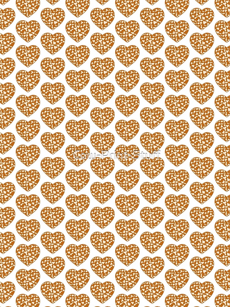 Offset Grid Small Cream Cow Patches on Caramel Cowhide | Continues Caramel Cow Heart by Cow-Print-Stuff