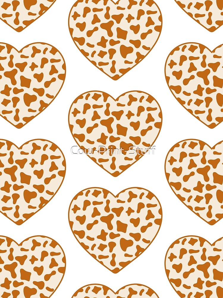 Big Caramel Cow Patches on Cream Cowhide | Continues Cream Cow Heart by Cow-Print-Stuff