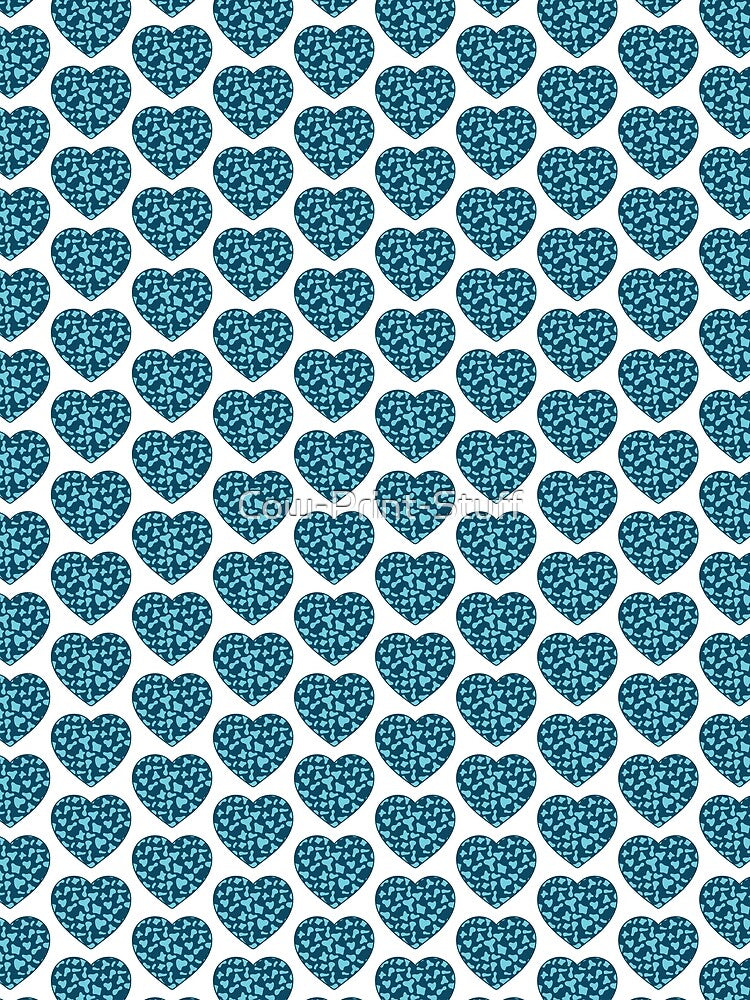 Offset Grid Small Light Blue Cow Patches on Royal Blue Cowhide | Continues Royal Blue Cow Heart by Cow-Print-Stuff