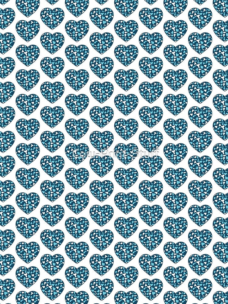 Offset Grid Small Light Blue White Cow Patches on Royal Blue Cowhide | Continues Royal Blue Cow Heart by Cow-Print-Stuff