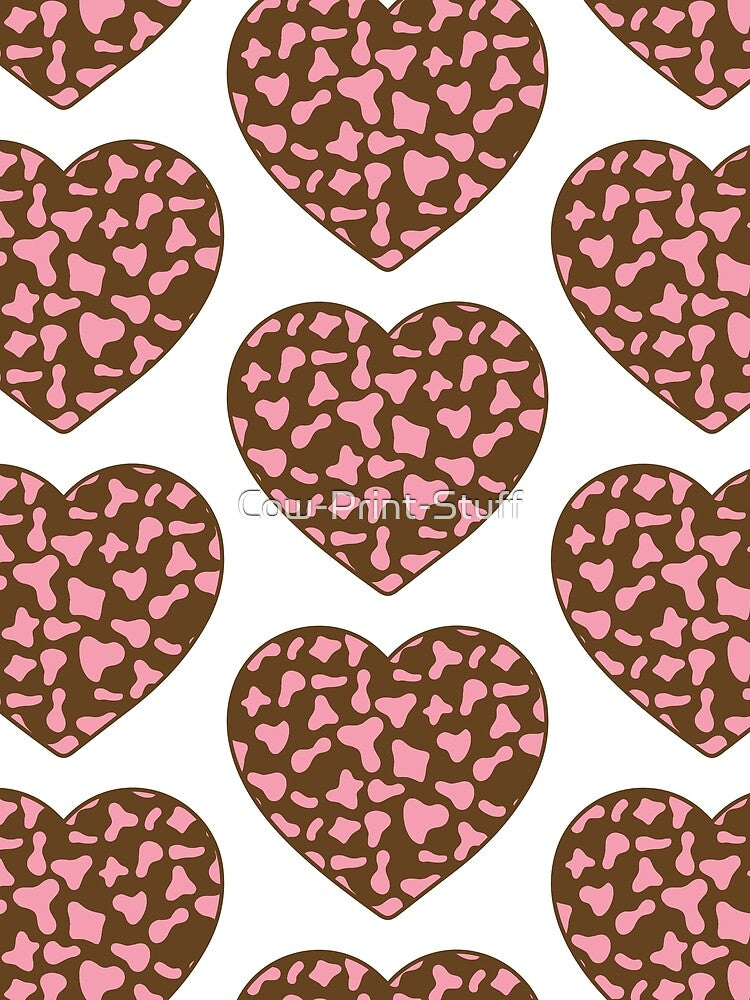 Big Pink Cow Patches on Brown Cowhide | Continues Brown Cow Heart by Cow-Print-Stuff